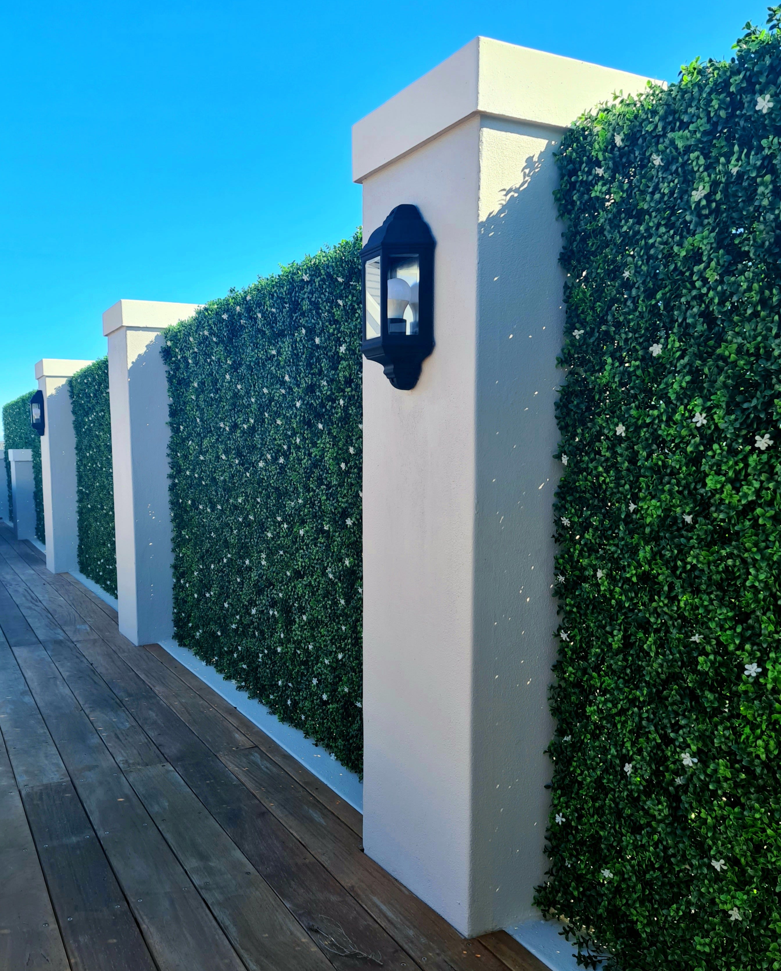 Buxus with White Flower Artificial Hedge 1m x 1m
